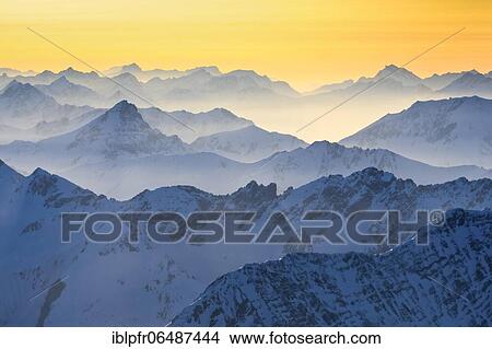 Picture - Alps, on the summit of the Zugspitze in winter, Bavaria, Germany, Europe. Fotosearch