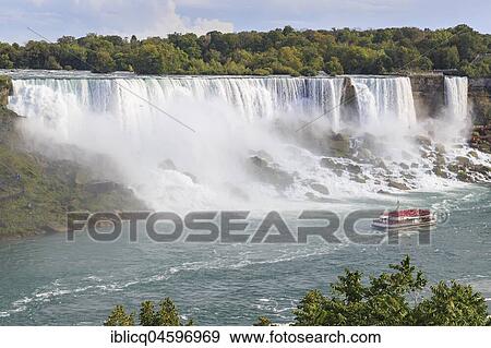 American Falls with tourist boat, Niagara Falls, Ontario, Canada, North America View Large Photo Image Stock Photo - American Falls with tourist boat, Niagara Falls, Ontario, Canada, North America. Fotosearch