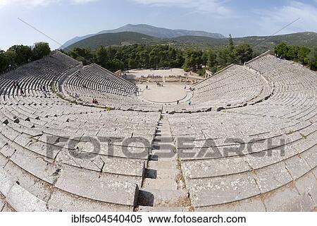 Stock Photography - Ancient Theatre, Epidaurus, Peloponnese, Greece, Europe. Fotosearch