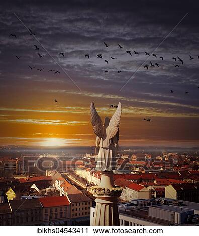 Angel statue on the Nikolai church, view of city at sunset, Potsdam, Brandenburg, Germany, Europe View Large Photo Image Stock Image - Angel statue on the Nikolai church, view of city at sunset, Potsdam, Brandenburg, Germany, Europe. Fotosearch