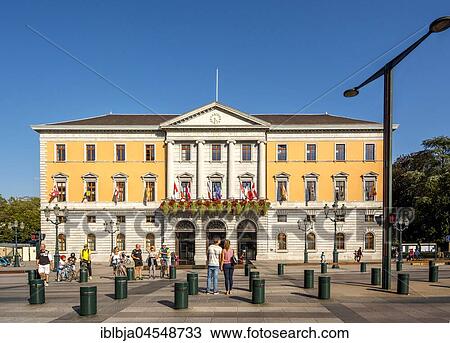 Stock Image - Annecy city hall, Hotel de Ville, Haute-Savoie, France, Europe. Fotosearch