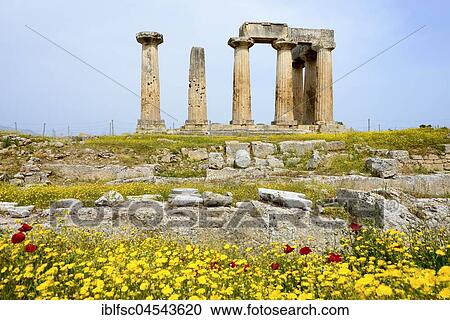 Apollon Temple, Ancient Corinth, Peloponnese, Greece, Europe View Large Photo Image Stock Image - Apollon Temple, Ancient Corinth, Peloponnese, Greece, Europe. Fotosearch