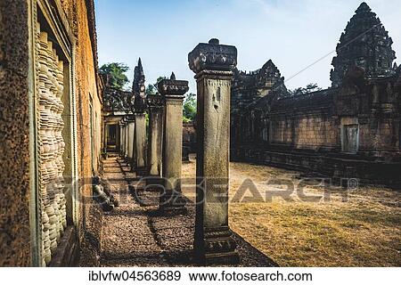 Stock Photo - Arcade and courtyard, ruined temple, Banteay Samre Temple, Angkor Archaeological Park, Siem Reap Province, Cambodia, Asia. Fotosearch
