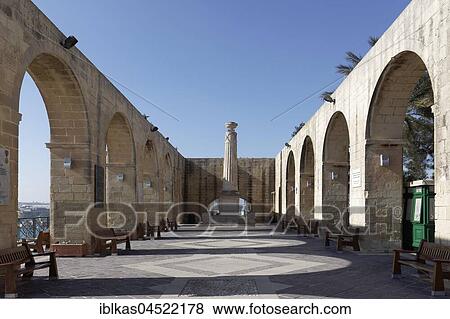 Stock Photo - Arcades in Lower Barracca Garden, Valletta, Malta, Europe. Fotosearch