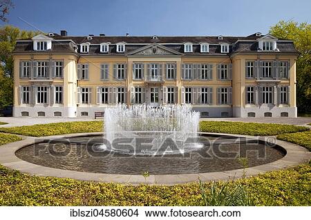 Art museum Schloss Morsbroich with the fountain sculpture Water Island, artist Jeppe Hein, Leverkusen, Bergisches Land, North Rhine-Westphalia, Germany, Europe View Large Photo Image Picture - Art museum Schloss Morsbroich with the fountain sculpture Water Island, artist Jeppe Hein, Leverkusen, Bergisches Land, North Rhine-Westphalia, Germany, Europe. Fotosearch