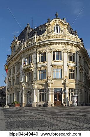 Stock Image - Art Nouveau building of Sibiu City Hall, Mayor's Office, Grand Square, Piața Mare, Romania, Europe. Fotosearch