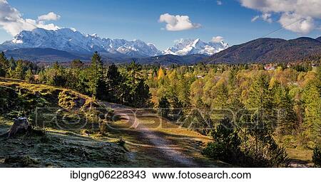 Autumn landscape in the Isar valley with Wetterstein range, Wallgau, Isar, Werdenfelser Land, Alpenwelt Karwendel, Upper Bavaria, Bavaria, Germany, Europe View Large Photo Image Stock Image - Autumn landscape in the Isar valley with Wetterstein range, Wallgau, Isar, Werdenfelser Land, Alpenwelt Karwendel, Upper Bavaria, Bavaria, Germany, Europe. Fotosearch