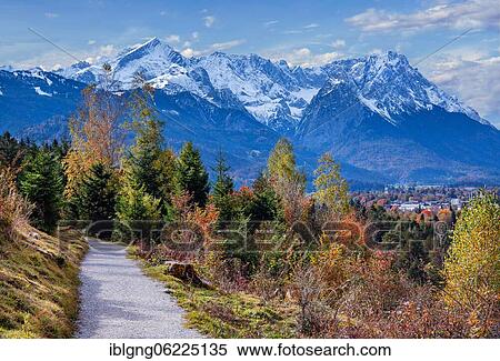 Autumn landscape on the Philosophenweg with Zugspitze group, Garmisch-Partenkirchen, Wetterstein range, Loisachtal, Werdenfelser Land, Upper Bavaria, Bavaria, Germany, Europe View Large Photo Image Stock Photography - Autumn landscape on the Philosophenweg with Zugspitze group, Garmisch-Partenkirchen, Wetterstein range, Loisachtal, Werdenfelser Land, Upper Bavaria, Bavaria, Germany, Europe. Fotosearch