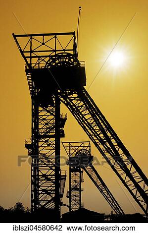 Backlight winding tower, Auguste Victoria mine, Marl, Ruhr Area, North Rhine-Westphalia, Germany, Europe View Large Photo Image Stock Image - Backlight winding tower, Auguste Victoria mine, Marl, Ruhr Area, North Rhine-Westphalia, Germany, Europe. Fotosearch