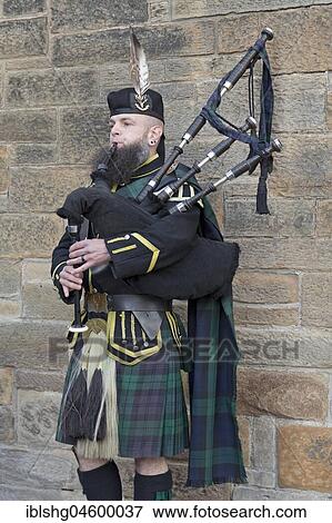Bagpipe player, Castle Hill, Edinburgh, Scotland, Great Britain View Large Photo Image Stock Photo - Bagpipe player, Castle Hill, Edinburgh, Scotland, Great Britain. Fotosearch