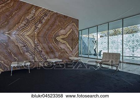 Barcelona pavilion with Barcelona chairs, architect Ludwig Mies van der Rohe, Barcelona, Spain View Large Photo Image Stock Photo - Barcelona pavilion with Barcelona chairs, architect Ludwig Mies van der Rohe, Barcelona, Spain. Fotosearch