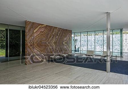 Barcelona pavilion with Barcelona chairs, architect Ludwig Mies van der Rohe, Barcelona, Spain View Large Photo Image Stock Photograph - Barcelona pavilion with Barcelona chairs, architect Ludwig Mies van der Rohe, Barcelona, Spain. Fotosearch