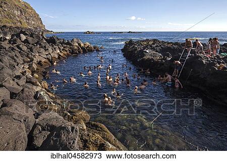Bathing and thermal area with hot underwater springs, Ponta da Ferraria, near Ginetes, Sao Miguel Island, Azores, Portugal, Europe View Large Photo Image Stock Image - Bathing and thermal area with hot underwater springs, Ponta da Ferraria, near Ginetes, Sao Miguel Island, Azores, Portugal, Europe. Fotosearch