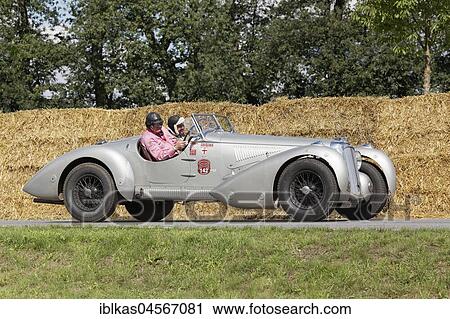 Stock Image - Bentley 4, 2 Litre on the circuit, British sportscar from 1936, Classic Days Schloss Dyck, Jüchen, North Rhine-Westphalia, Germany, Europe. Fotosearch