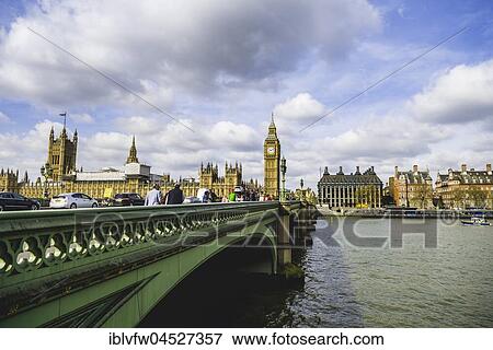 Stock Photo - Big Ben, Westminster Bridge, Houses of Parliament, River Thames, London, England, UK. Fotosearch