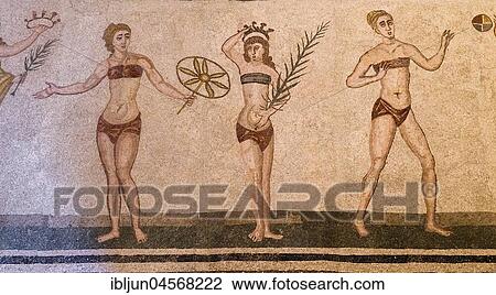 Bikini girls, antique Roman floor mosaic, Villa Casale, Villa Romana del Casale, Piazza Armerina, Sicily, Italy, Europe View Large Photo Image Stock Image - Bikini girls, antique Roman floor mosaic, Villa Casale, Villa Romana del Casale, Piazza Armerina, Sicily, Italy, Europe. Fotosearch