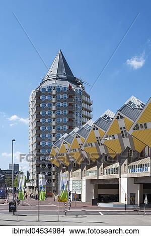 Blaaktoren Tower and Cube houses, cube architecture, architect Piet Blom, Blaak, Rotterdam, Holland, Netherlands View Large Photo Image Picture - Blaaktoren Tower and Cube houses, cube architecture, architect Piet Blom, Blaak, Rotterdam, Holland, Netherlands. Fotosearch