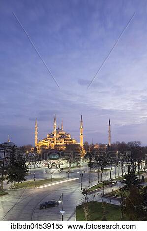Stock Photography - Blue Mosque at night, Sultan Ahmet Square, Istanbul, Turkey, Asia. Fotosearch