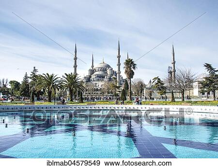 Blue Mosque, Sultan Ahmet Camii, Fountain in Sultan Ahmed Park, Sultanahmet, European part, Istanbul, Turkey, Asia View Large Photo Image Stock Photo - Blue Mosque, Sultan Ahmet Camii, Fountain in Sultan Ahmed Park, Sultanahmet, European part, Istanbul, Turkey, Asia. Fotosearch
