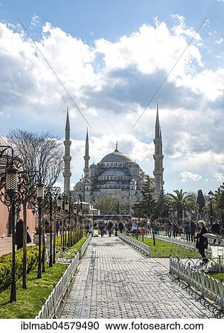 Blue Mosque, Sultan Ahmet Camii, Way in the Sultan Ahmed Park, Sultanahmet, European part, Istanbul, Turkey, Asia View Large Photo Image Stock Image - Blue Mosque, Sultan Ahmet Camii, Way in the Sultan Ahmed Park, Sultanahmet, European part, Istanbul, Turkey, Asia. Fotosearch