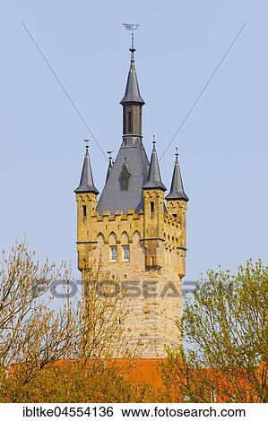 Stock Photograph - Blue tower of Bad Wimpfen, Neckar valley, Baden-Württemberg, Germany, Europe. Fotosearch