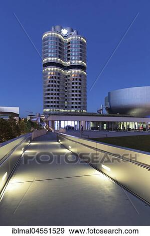 BMW high-rise with BMW Museum at the Olympiazentrum, Mittleren Ring, Munich, Upper Bavaria, Germany, Europe View Large Photo Image Stock Photo - BMW high-rise with BMW Museum at the Olympiazentrum, Mittleren Ring, Munich, Upper Bavaria, Germany, Europe. Fotosearch