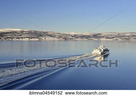 Stock Image - Boat, Gisund, Senja Island, Troms, Norway, Europe. Fotosearch