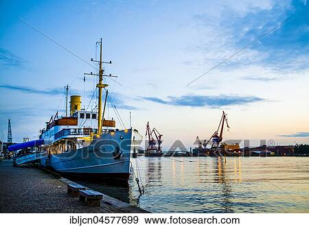 Boat in harbour, twilight, Gothenburg, Sweden, Europe View Large Photo Image Stock Photo - Boat in harbour, twilight, Gothenburg, Sweden, Europe. Fotosearch