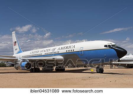 Stock Photo - Boeing VC-137B, presidential machine Freedom One, used by US presidents Kennedy and Johnson, Pima Air and Space Museum, PASM, Tucson, Arizona, USA, North America. Fotosearch