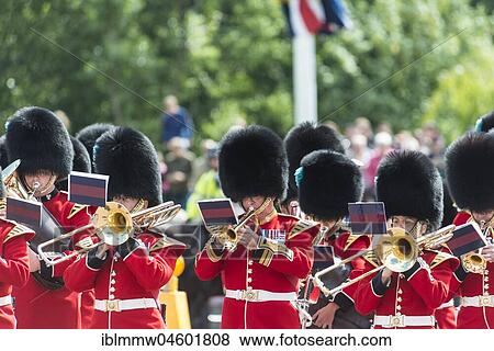 Brass band, guards of the royal guard with bearskin cap, Changing of the Guard, Traditional Changing, Buckingham Palace, London, England, Great Britain View Large Photo Image Stock Photo - Brass band, guards of the royal guard with bearskin cap, Changing of the Guard, Traditional Changing, Buckingham Palace, London, England, Great Britain. Fotosearch