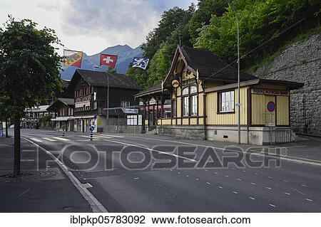Stock Image - Brienz Rothorn Railway valley station, Brienz, Canton of Bern, Switzerland, Europe. Fotosearch