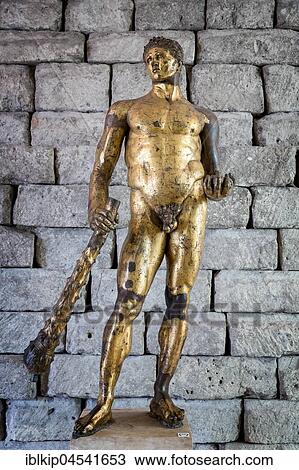 Stock Image - Bronze statue of Hercules in gilded bronze, The Capitoline Museums, Rome, Italy, Europe. Fotosearch