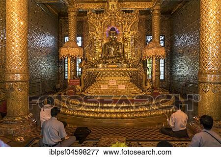 Stock Photo - Buddha statue in the Botataung Pagoda, Rangoon, Myanmar, Asia. Fotosearch