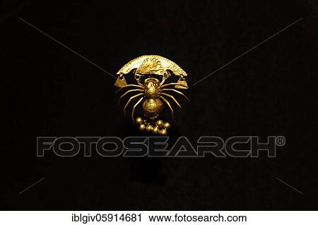 Burial gift of gold, spider, Moche culture, Museum Tumbas Reales or Museum of Sipan, Lambayeque, near Chiclayo, Peru, South America View Large Photo Image Stock Image - Burial gift of gold, spider, Moche culture, Museum Tumbas Reales or Museum of Sipan, Lambayeque, near Chiclayo, Peru, South America. Fotosearch