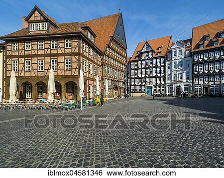 Butchers' Guild Hall, market place with half-timbered houses, city museum, Hotel Van der Valk, Hildesheim, Lower Saxony, Germany, Europe View Large Photo Image Stock Photograph - Butchers' Guild Hall, market place with half-timbered houses, city museum, Hotel Van der Valk, Hildesheim, Lower Saxony, Germany, Europe. Fotosearch