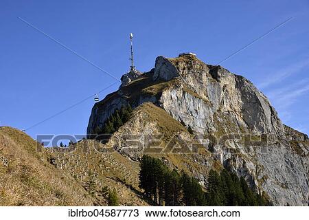 Stock Image - Cable car to the Hohe Kasten, Hoher Kasten, Alpstein, Canton Appenzell Innerrhoden, Switzerland, Europe. Fotosearch