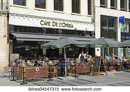 Stock Photography - Cafe de l'Opera, Brussels, Belgium, Europe. Fotosearch
