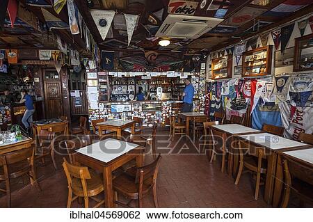 Cafe Sport, Institution for globetrotters and sailors, Interior view, Horta, Island of Faial, Azores, Portugal, Europe View Large Photo Image Stock Image - Cafe Sport, Institution for globetrotters and sailors, Interior view, Horta, Island of Faial, Azores, Portugal, Europe. Fotosearch