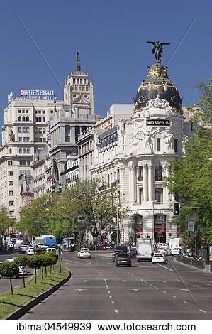 Calle de Alcana, Edificio Metropolis, Madrid, Spain, Europe View Large Photo Image Stock Photo - Calle de Alcana, Edificio Metropolis, Madrid, Spain, Europe. Fotosearch