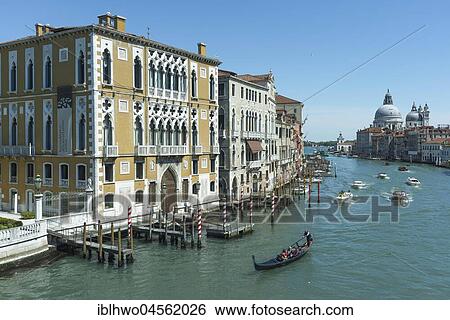 Stock Photograph - Canale Grande wit the Palazzo Cavalli-Franchetti and Palazzo Barbaro, view from Accademia Bridge, Venedig, Veneto, Italien. Fotosearch