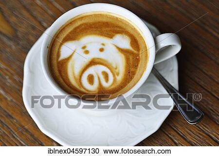 Cappuccino, decorated with piglets View Large Photo Image Stock Image - Cappuccino, decorated with piglets. Fotosearch