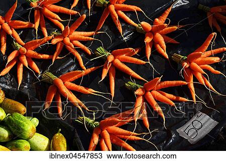 Stock Image - Carrots on the market, Goroka, Highlands, Papua New Guinea, Oceania. Fotosearch