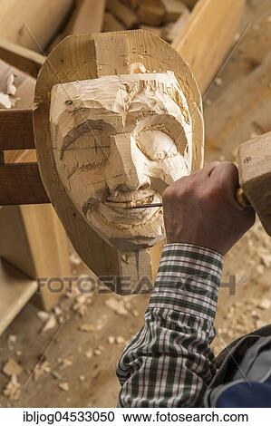 Carving the mouth of a wooden mask using wood carving tools, wooden mask carver, Bad Aussee, Styria, Austria, Europe View Large Photo Image Stock Image - Carving the mouth of a wooden mask using wood carving tools, wooden mask carver, Bad Aussee, Styria, Austria, Europe. Fotosearch