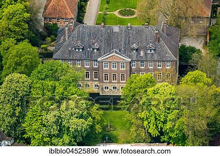 Stock Photograph - Castle Drensteinfurt at river Werse, Drensteinfurt, Münsterland, North Rhine-Westphalia, Germany, Europe. Fotosearch