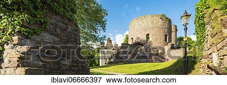 Stock Photo - Castle ruin Krukenburg in Bad Karlshafen-Helmarshausen, Reinhardswald, Weserbergland, Hesse, Germany, Europe. Fotosearch