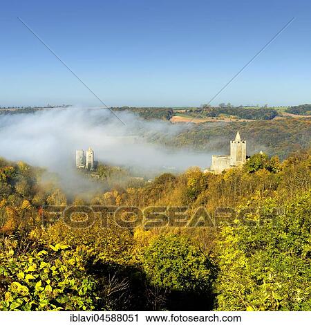 Castle ruins Saaleck and Rudelsburg in the autumn morning mist in the Saaletal valley, Bad Kösen, Burgenland district, Saxony-Anhalt, Germany, Europe View Large Photo Image Stock Image - Castle ruins Saaleck and Rudelsburg in the autumn morning mist in the Saaletal valley, Bad Kösen, Burgenland district, Saxony-Anhalt, Germany, Europe. Fotosearch