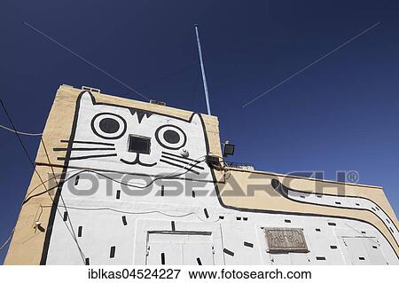 Cat, painted on house wall, graffiti, St. Elmo Bay, Valletta, Malta, Europe View Large Photo Image Stock Photo - Cat, painted on house wall, graffiti, St. Elmo Bay, Valletta, Malta, Europe. Fotosearch