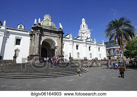 Stock Image - Cathedral, Catedral Metropolitana at the Plaza Grande, Quito, Pichincha Province, Ecuador, South America. Fotosearch