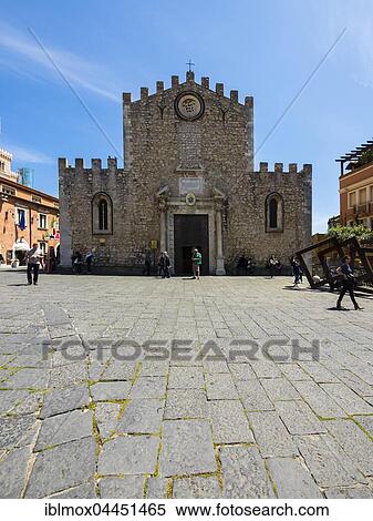 Cathedral of San Nicolò, Fontana di Piazza Duomo, Taormina, Sicily, Italy, Europe View Large Photo Image Stock Photography - Cathedral of San Nicolò, Fontana di Piazza Duomo, Taormina, Sicily, Italy, Europe. Fotosearch