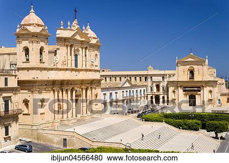 Cathedral San Nicolò, Benedictine monastery SS Salvatore, UNESO World Heritage Site, Vale di Noto, province of Syracuse, Sicily, Italy, Europe View Large Photo Image Stock Image - Cathedral San Nicolò, Benedictine monastery SS Salvatore, UNESO World Heritage Site, Vale di Noto, province of Syracuse, Sicily, Italy, Europe. Fotosearch